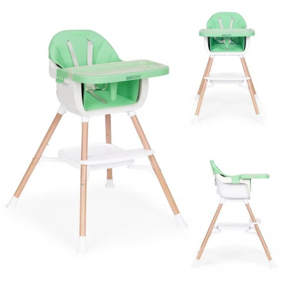 Scaun de masa 2 in 1 Ecotoys - Verde 36 luni [2]