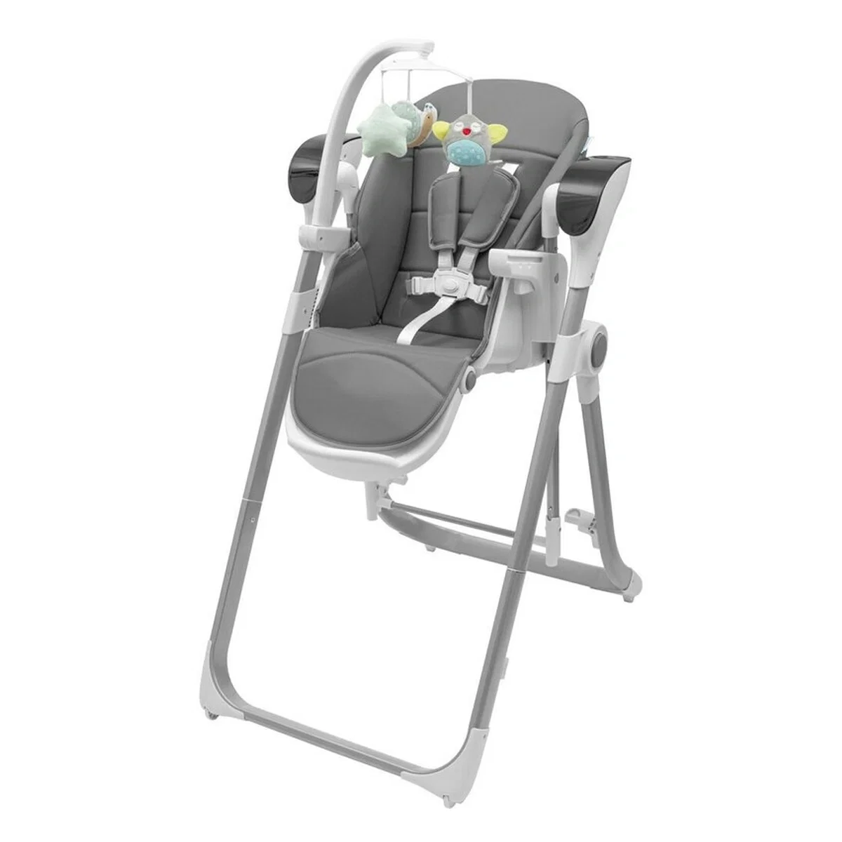 Scaun de masa 2 in 1, New Baby, Smart, leagan , telecomanda, 5 viteze de leganare, melodii si jucarii, 0-36 luni, Grey [1]