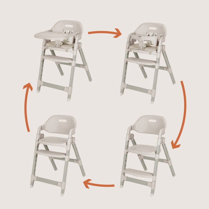Scaun de masa, Lionelo, Matt, 3 in 1, Pliabil, Cu tava detasabila, Cu centuri de siguranta in 5 puncte, Suport pentru picioare si sezut reglabile, Pana la 110 kg, 6 luni - adult, Bej [4]