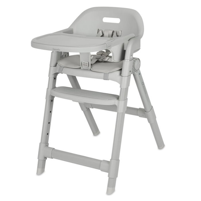 Scaun de masa, Lionelo, Matt, 3 in 1, Pliabil, Cu tava detasabila, Cu centuri de siguranta in 5 puncte, Suport pentru picioare si sezut reglabile, Pana la 110 kg, 6 luni - adult, Gri [1]