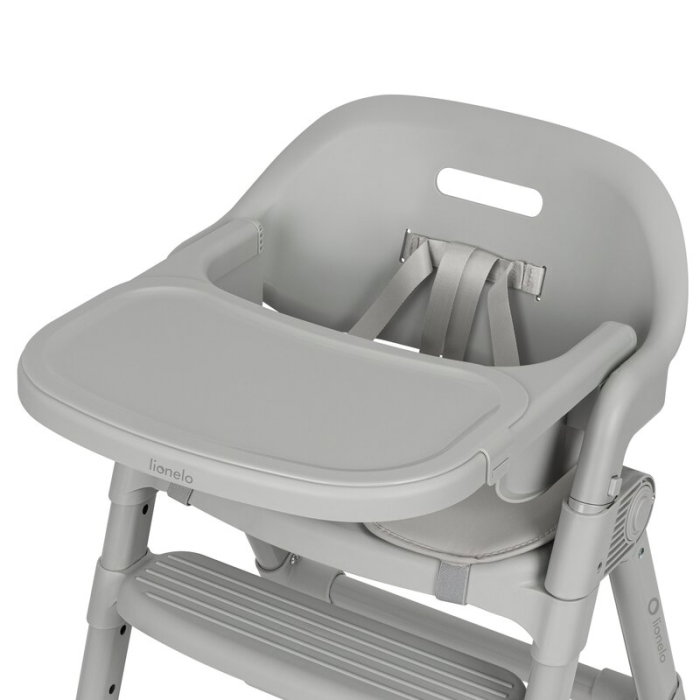 Scaun de masa, Lionelo, Matt, 3 in 1, Pliabil, Cu tava detasabila, Cu centuri de siguranta in 5 puncte, Suport pentru picioare si sezut reglabile, Pana la 110 kg, 6 luni - adult, Gri [14]
