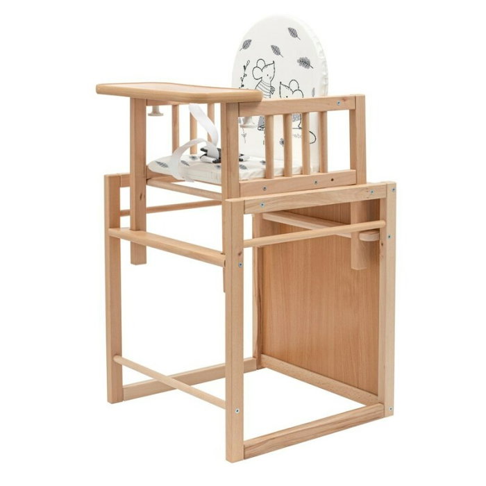Scaun de masa, New Baby, 2 in 1, Transformabil in masuta si scaun, Din lemn, Inaltime 93 cm, Jerry [1]