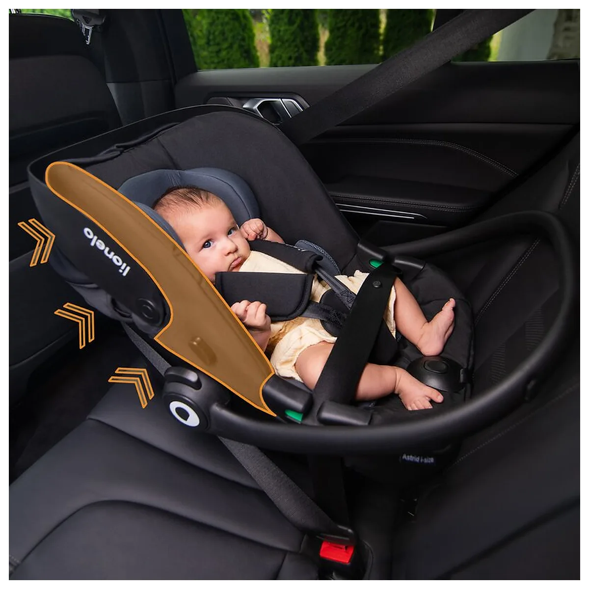 Scoica auto, Lionelo, i-Size Astrid, 0-13 Kg, 40-87 cm, Testat ADAC, Bej [22]