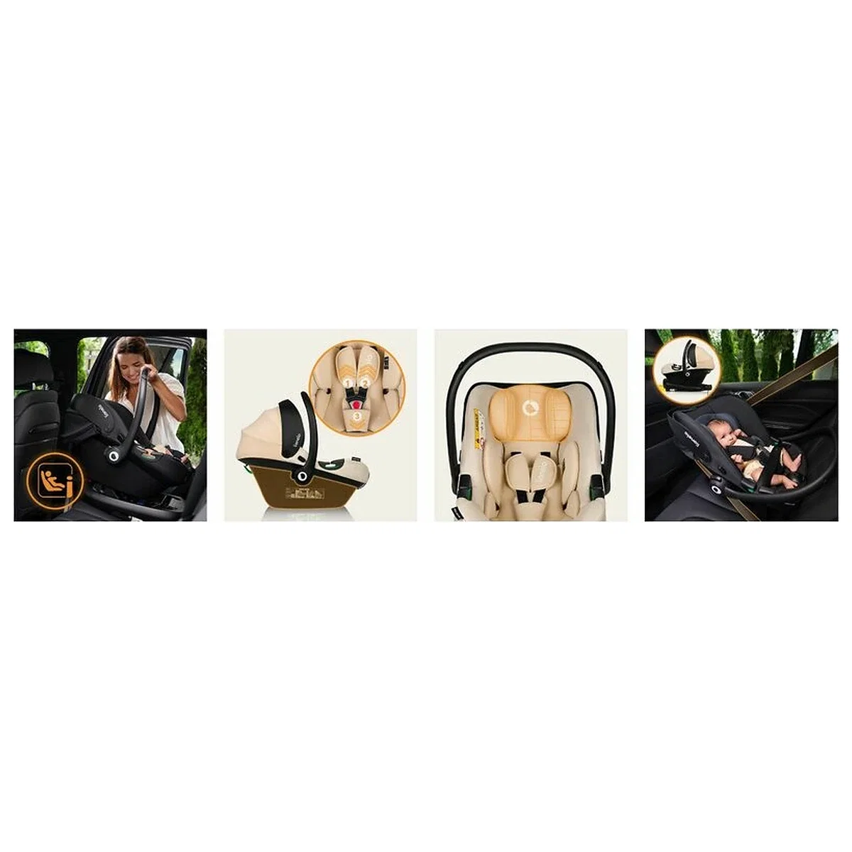Scoica auto, Lionelo, i-Size Astrid, 0-13 Kg, 40-87 cm, Testat ADAC, Bej [34]
