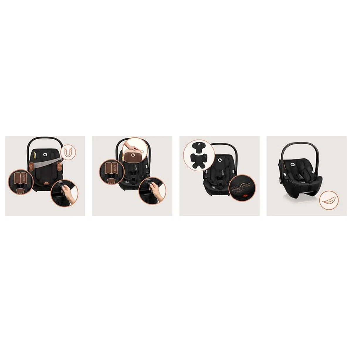 Scoica auto, Lionelo, Moxie, i-Size, 40-87 cm, Tetiera reglabila, intarita cu spuma de memorie, Carcasa ventilata, Din [23]