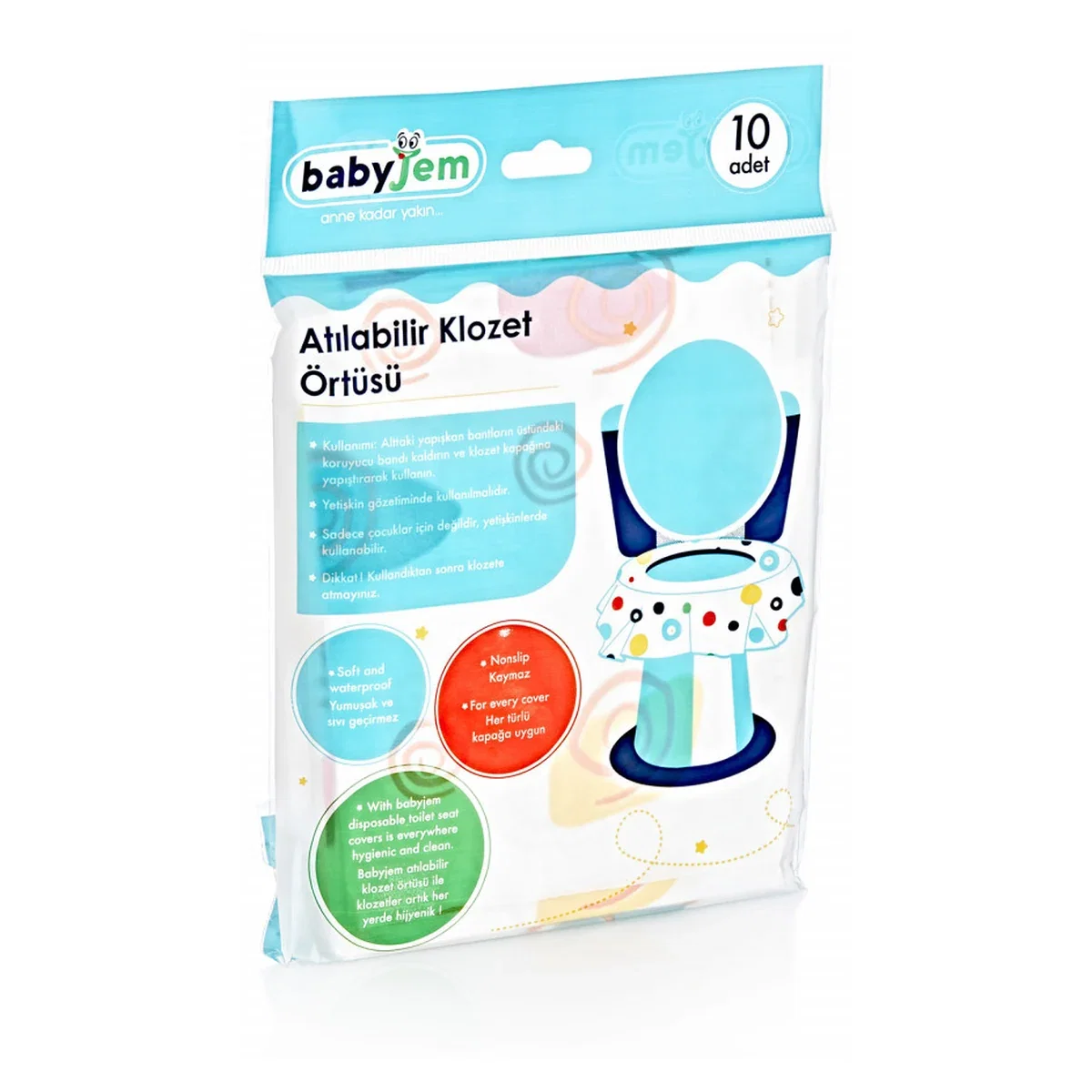 Set 10 protectii igienice de unica folosinta pentru colac toaleta BabyJem 2 ani+ [2]
