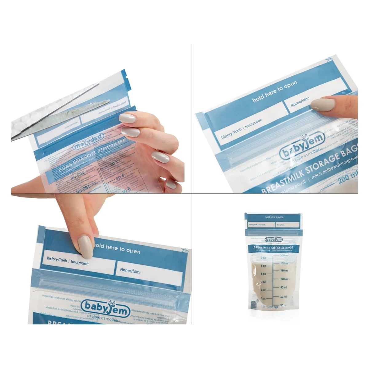 Set 25 pungi pentru stocarea laptelui matern BabyJem 0luni + [8]
