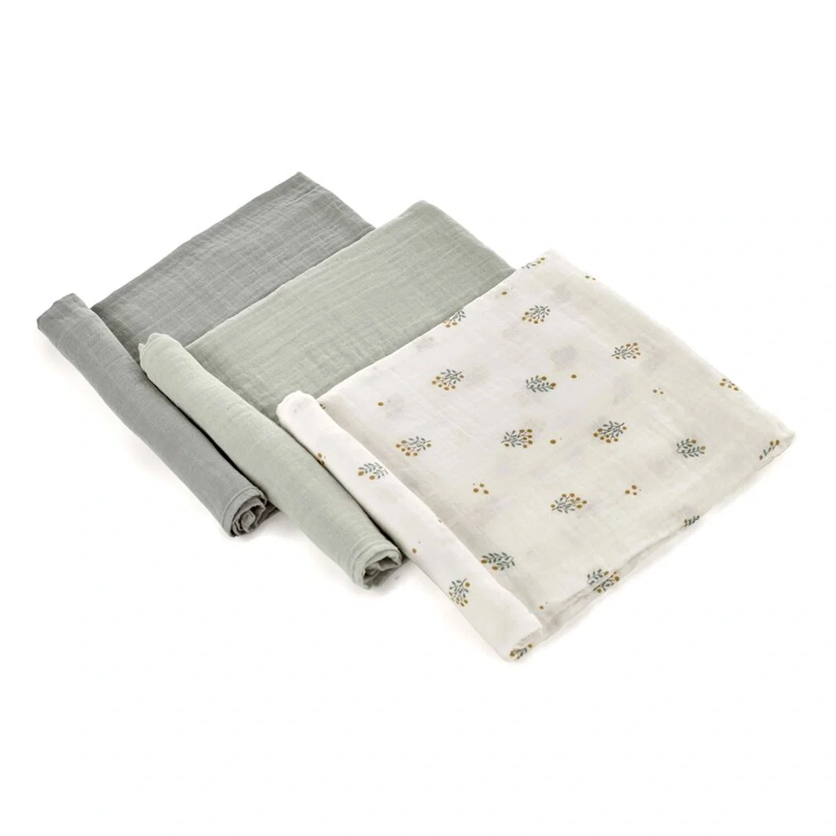 Set 3 scutece, Jane, muselina de bambus, Hipoalergenice, 80 x 80 cm, Botanic [1]
