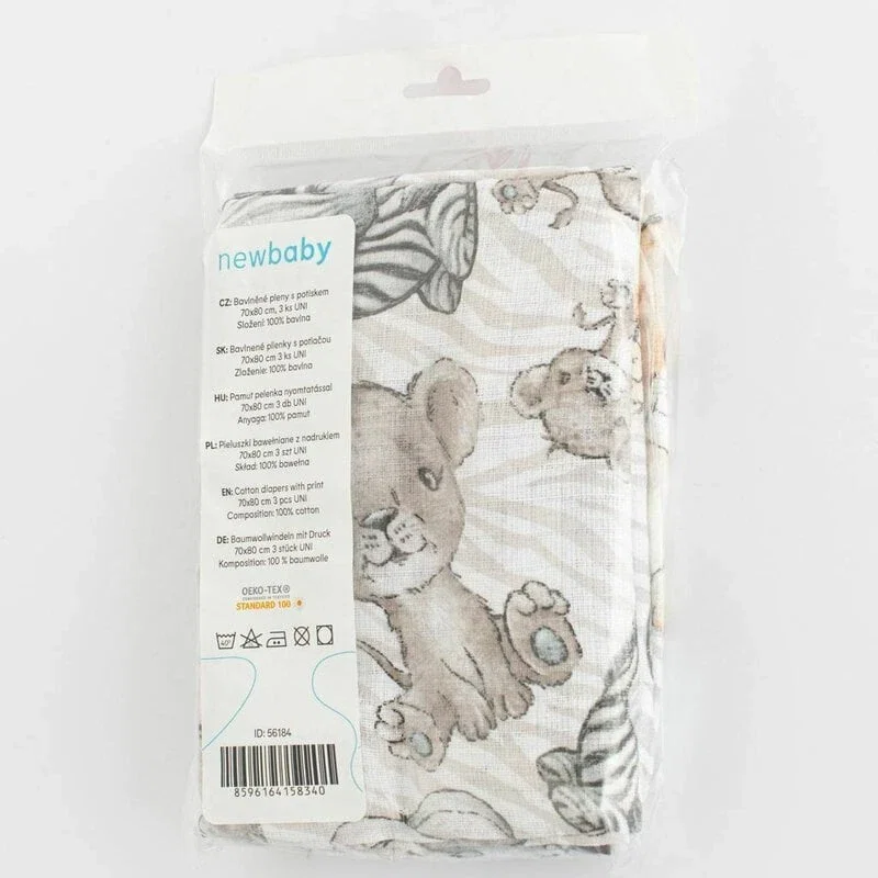 Set 3 scutece, New Baby, Multifunctionale, bumbac 100%, 70x80 cm, Multicolor 0 luni+ [7]