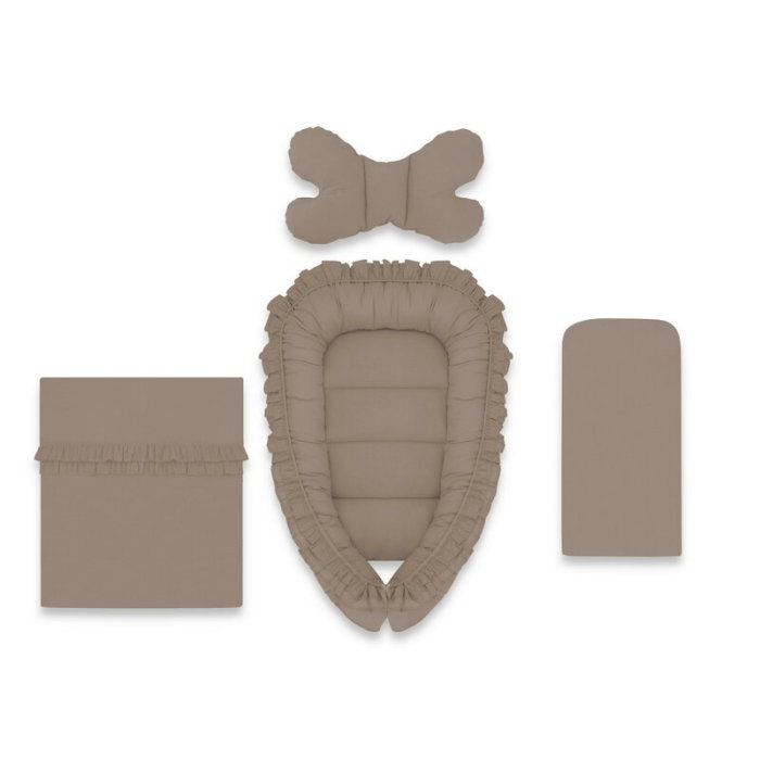 Set 4 in 1 Cosulet bebelus, MimiNu, Baby Cocoon 75x55 cm, Cu volanase, Husa bumbac, Din bumbac certificat Oeko Tex [1]