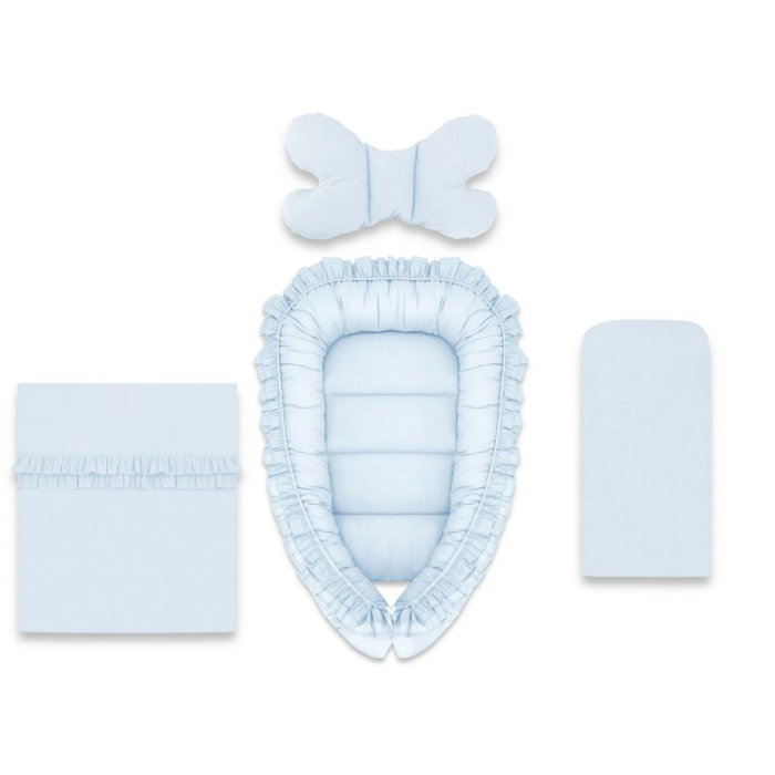 Set 4 in 1 Cosulet bebelus, MimiNu, Baby Cocoon 75x55 cm, Cu volanase, Husa bumbac, Din bumbac certificat Oeko Tex [1]