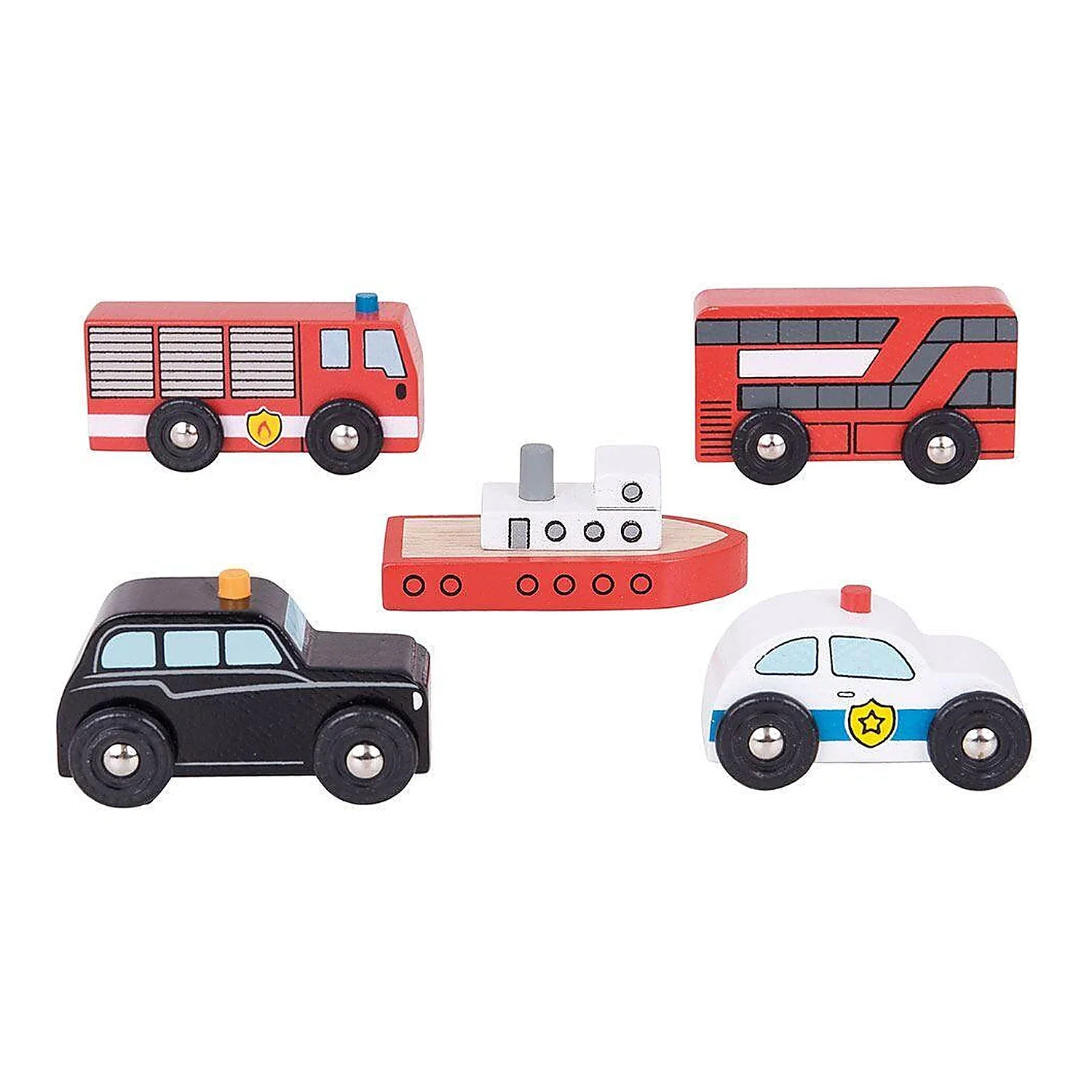 Set 5 vehicule din lemn BIGJIGS Toys 3 ani+ [1]