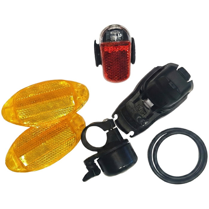 Set accesorii Dino Bikes Faruri fata si spate, reflectoare si claxon [1]