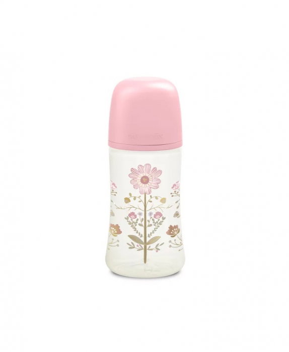 Set biberon 270ml + suzetă 0-6m + lănțișor Roz Gold Premium Suavinex 3 luni [2]