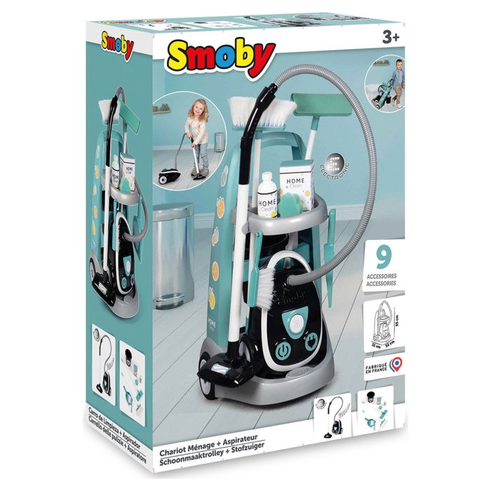 Set curatenie cu troller si aspirator electronic negru Smoby 3 ani + [7]