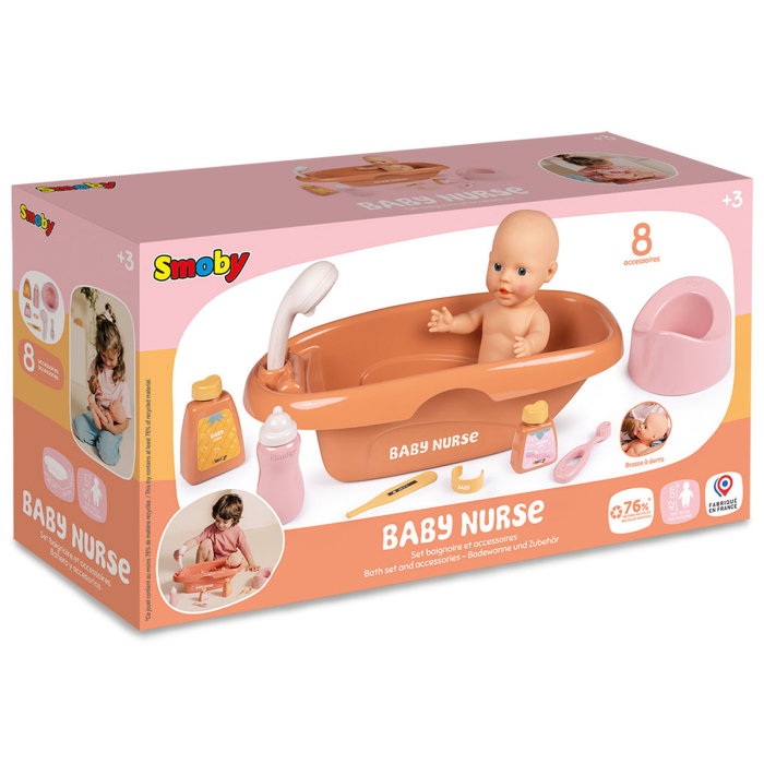 Set de baie pentru papusa Smoby Baby Nurse Bath cu 8 accesorii 3 ani [6]