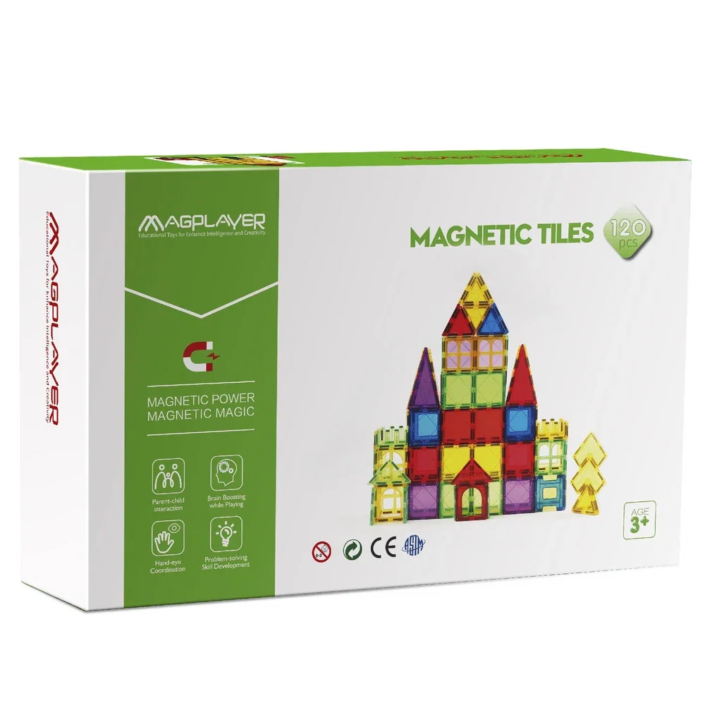 Set de constructie magnetic 3D - 120 piese MAGPLAYER 10 ani [1]