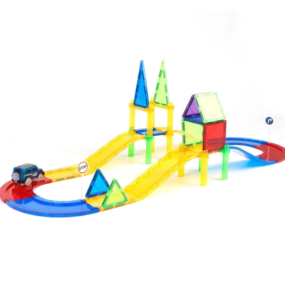 Set de constructie magnetic 3D - Circuit masinute (45 piese) MAGPLAYER 10 ani [2]