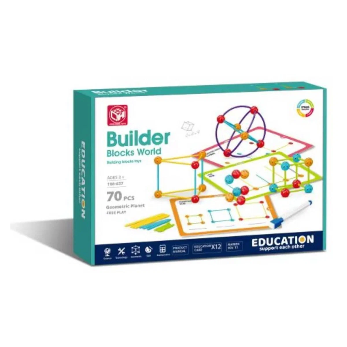 Set de constructie STEAM - Forme 3D (70 piese) Bufnitel 3 ani+ [2]