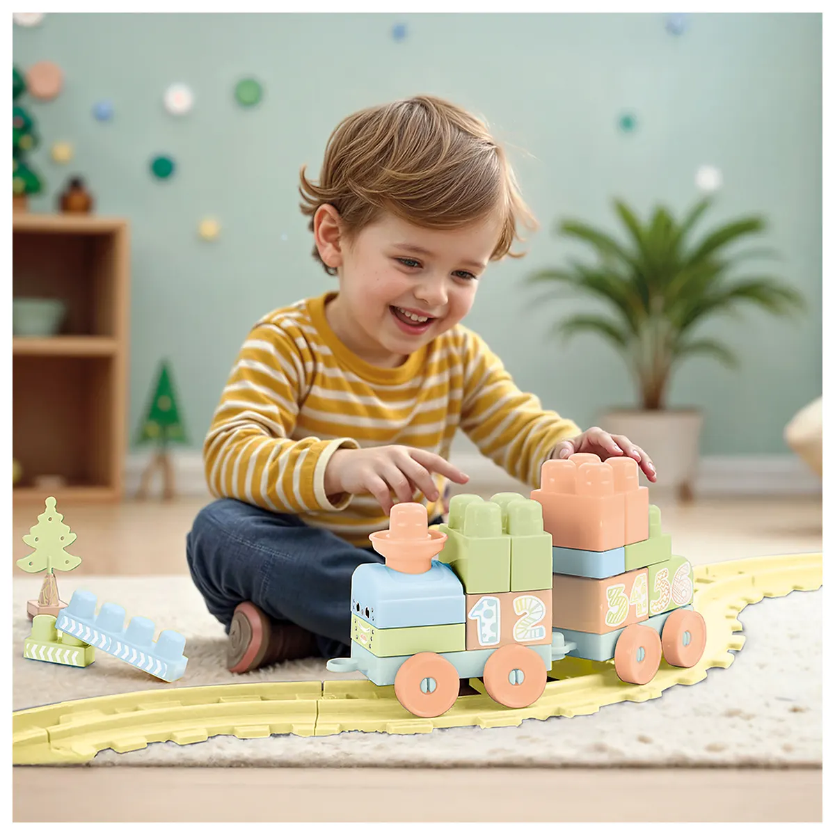 Set de constructii cu trenulet - 36 piese (pastel) DOLU 18 luni+ [2]