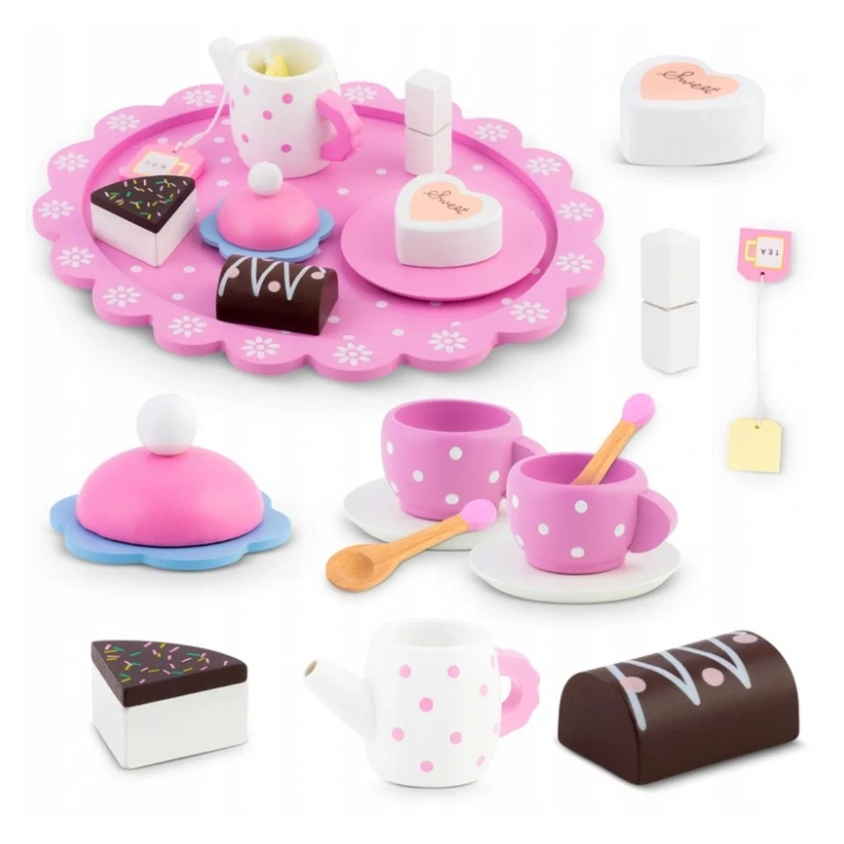 Set din lemn pentru servit ceaiul Ricokids - Roz 3 ani+ [1]