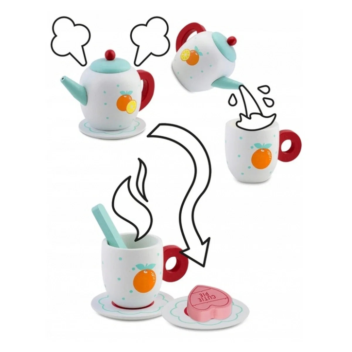 Set din lemn pentru servit ceaiul Ricokids - Turcoaz 3 ani+ [2]