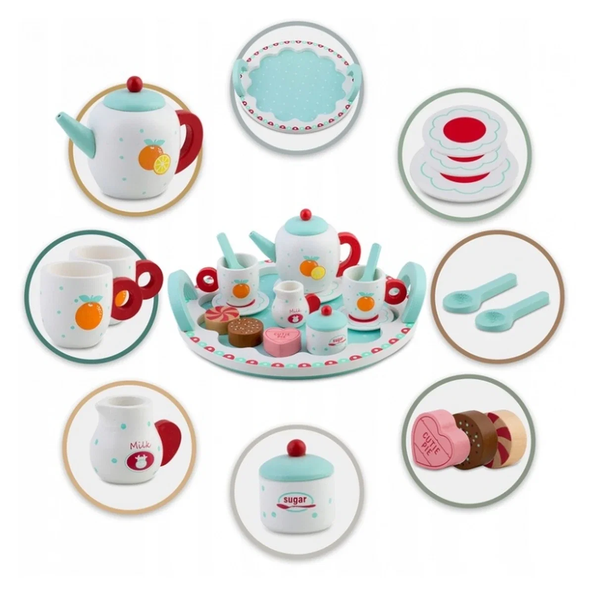 Set din lemn pentru servit ceaiul Ricokids - Turcoaz 3 ani+ [5]
