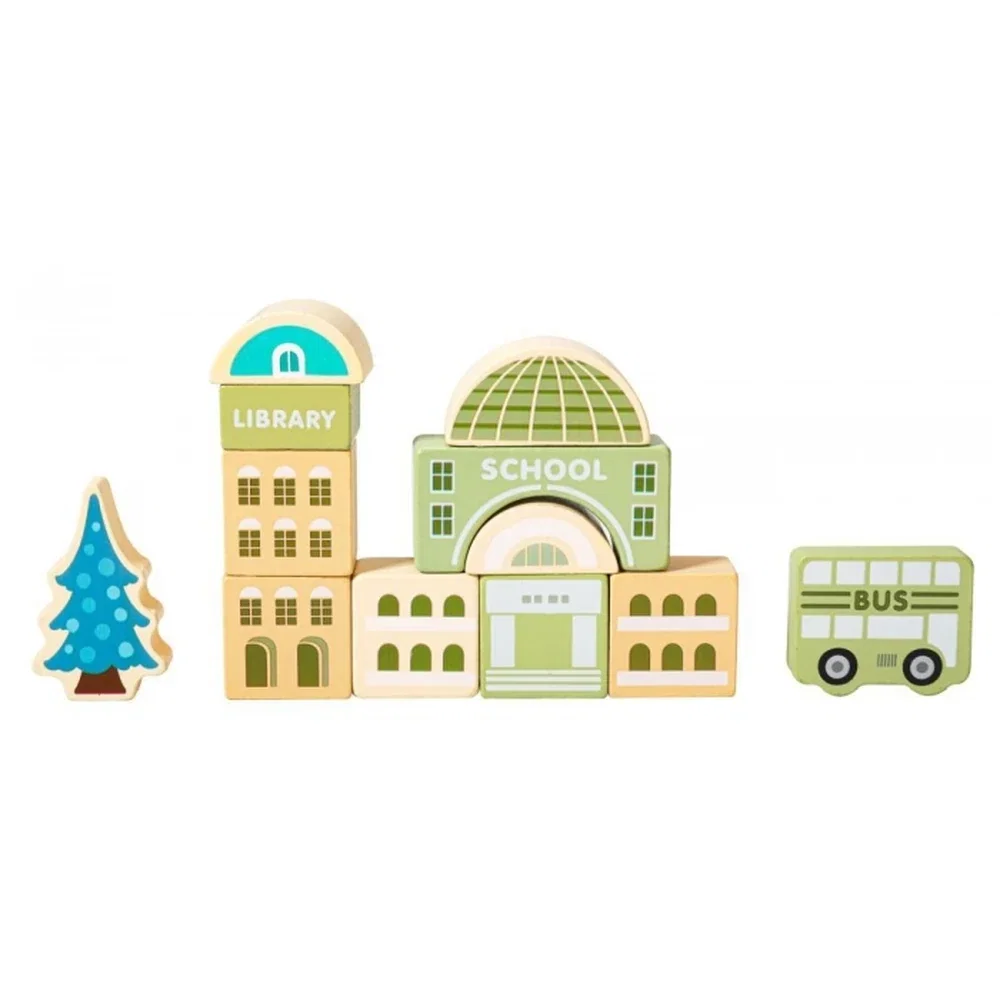 Set educational cu blocuri din lemn si covoras, 121 piese, City Ecotoys 3 ani+ [6]