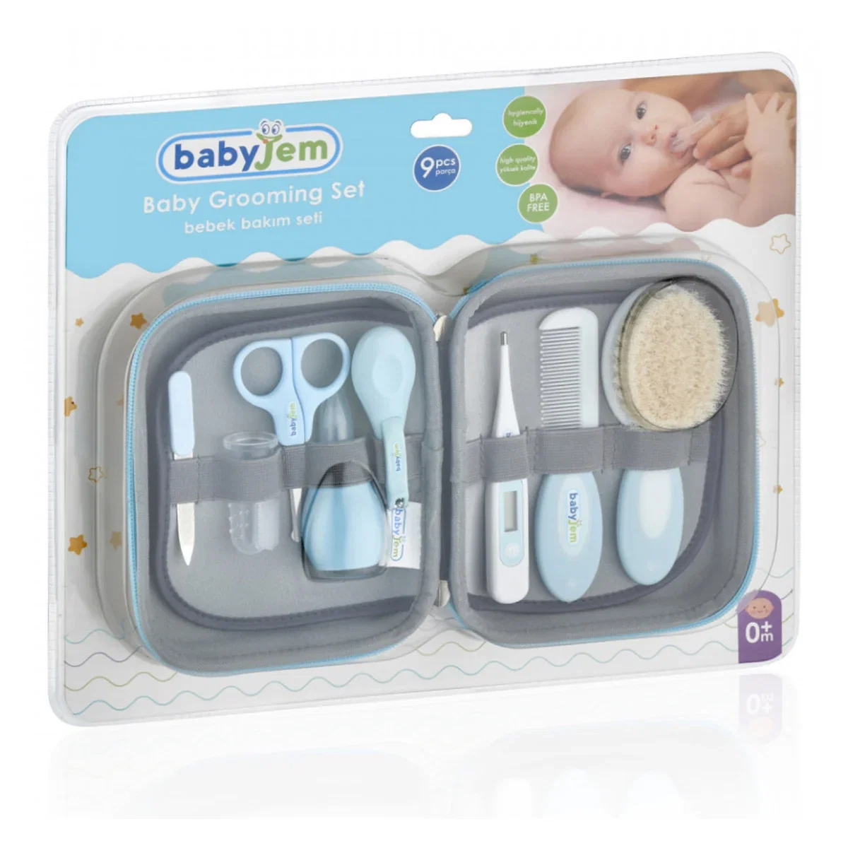 Set ingrijire unghii bebelusi cu 9 piese Bleu BabyJem Grooming Set 0 luni + [2]