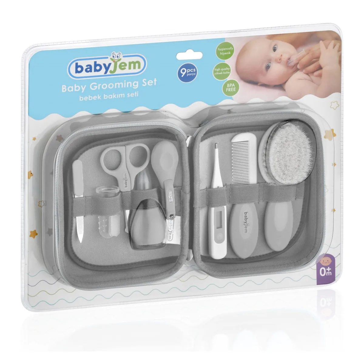 Set ingrijire unghii bebelusi cu 9 piese Gri BabyJem Grooming Set 0 luni + [2]