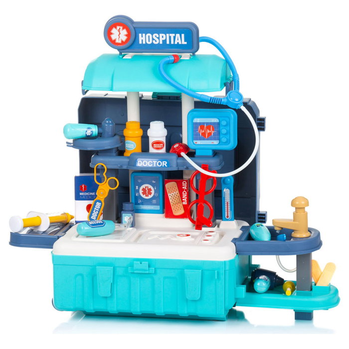 Set jucarie Chipolino Doctor 3 in 1, 72,5 cm, cu accesorii (valiza, o masa cu instrumente medicale, ochelari, casti, seringi si diverse dispozitive [6]