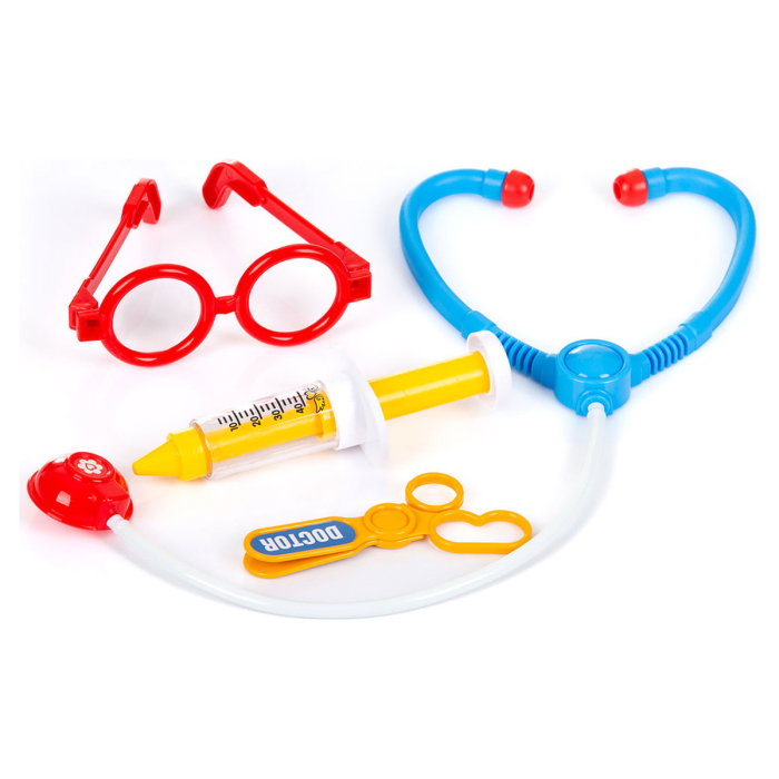 Set jucarie Chipolino Doctor 3 in 1, 72,5 cm, cu accesorii (valiza, o masa cu instrumente medicale, ochelari, casti, seringi si diverse dispozitive [12]