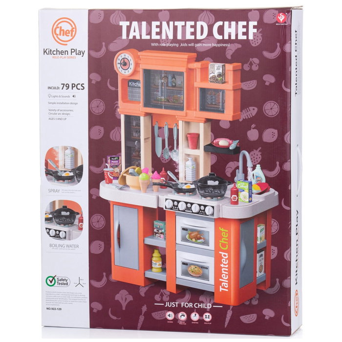 Set jucarie Chipolino Kitchen 84 cm cu sistem de curgere apa, lumini, sunete si 79 accesorii 3 ani [12]