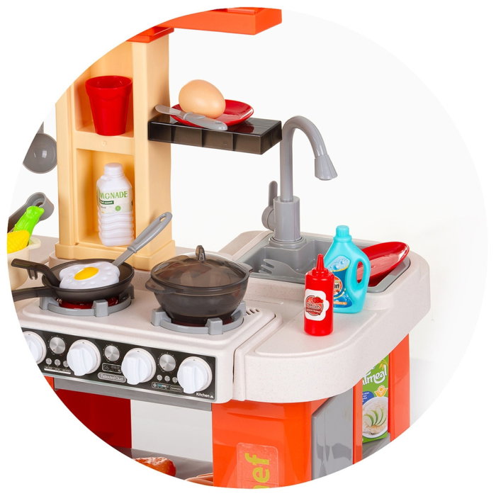 Set jucarie Chipolino Kitchen 84 cm cu sistem de curgere apa, lumini, sunete si 79 accesorii 3 ani [7]