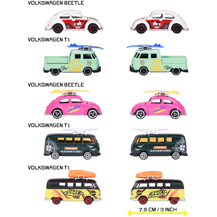 Set Majorette Volkswagen cu 5 masinute (2 x Volkswagen Beetle si 3 x Volkswagen T1) [3]