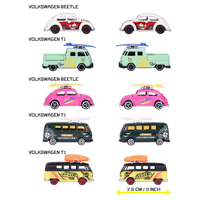 Set Majorette Volkswagen cu 5 masinute (2 x Volkswagen Beetle si 3 x Volkswagen T1) [3]