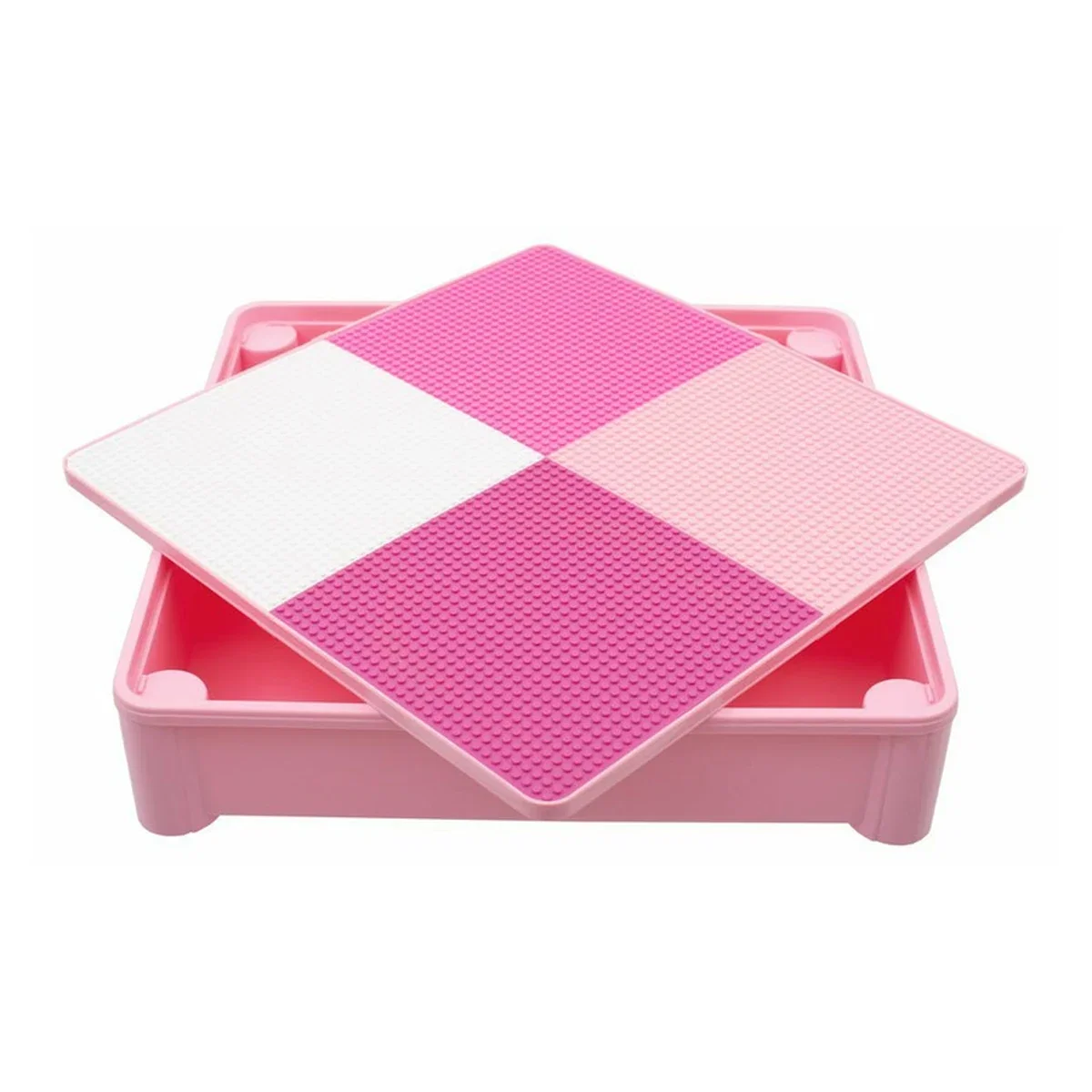 Set masuta si doua scaune, New Baby, , Pink, Parte reversibila pentru Lego Duplo [4]