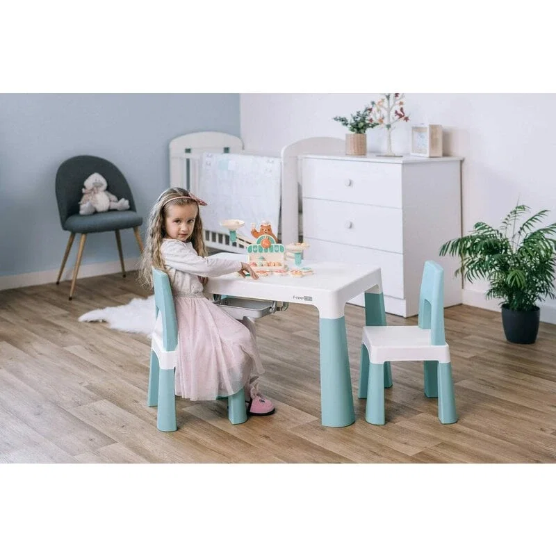 Set masuta si doua scaune , Neo, Cu doua sertare, Cu masa reglabila la doua inaltimi, FreeON, Roz [2]