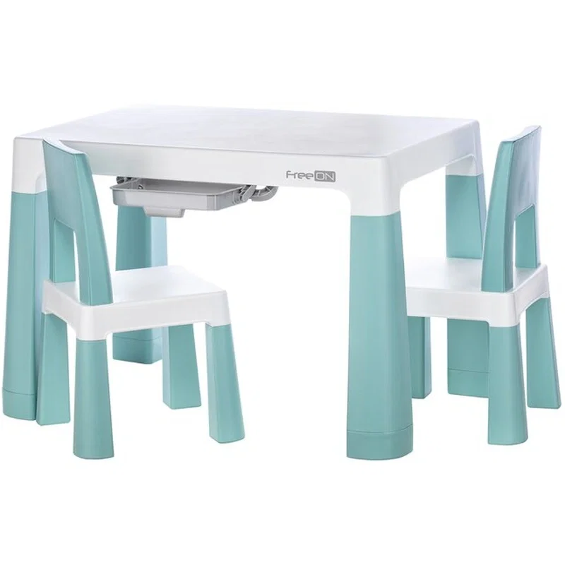 Set masuta si doua scaune , Neo, Cu doua sertare, Cu masa reglabila la doua inaltimi, FreeON, Verde [1]