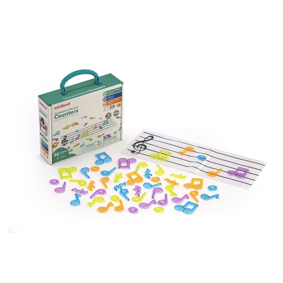 Set portativ si 96 note muzicale translucide Miniland 6 ani [1]