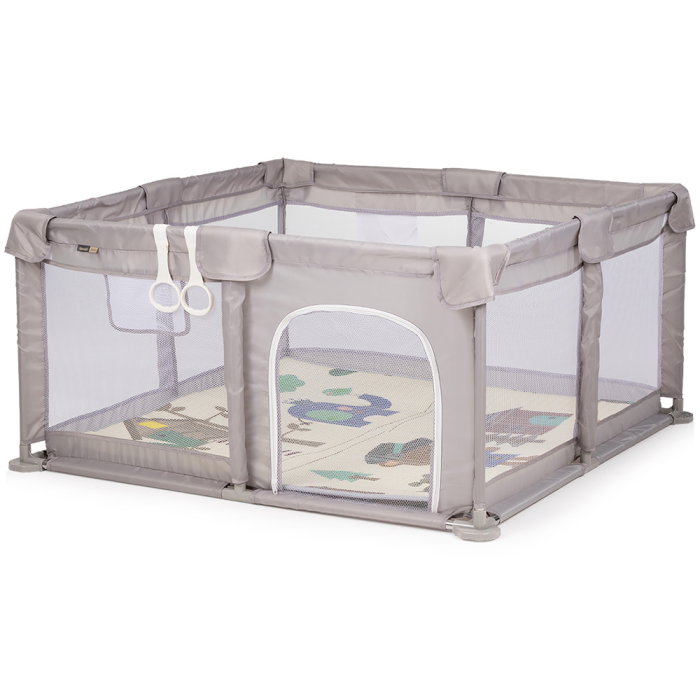Tarc de joaca Chipolino Fiesta 120x120x65 cm, Include geanta de transport, Din plasa, Intrare laterala cu fermoar, 1-5 ani, Beige [2]