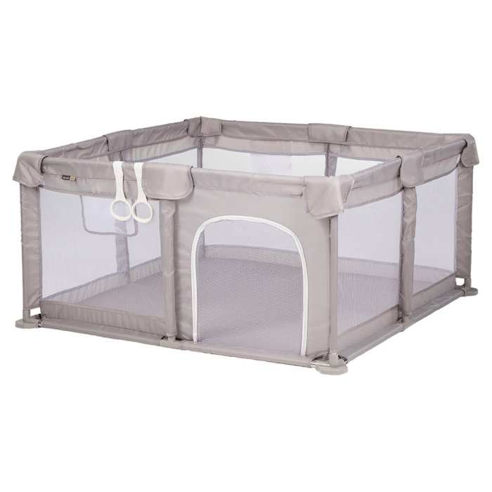Tarc de joaca Chipolino Fiesta 120x120x65 cm, Include geanta de transport, Din plasa, Intrare laterala cu fermoar, 1-5 ani, Beige [1]