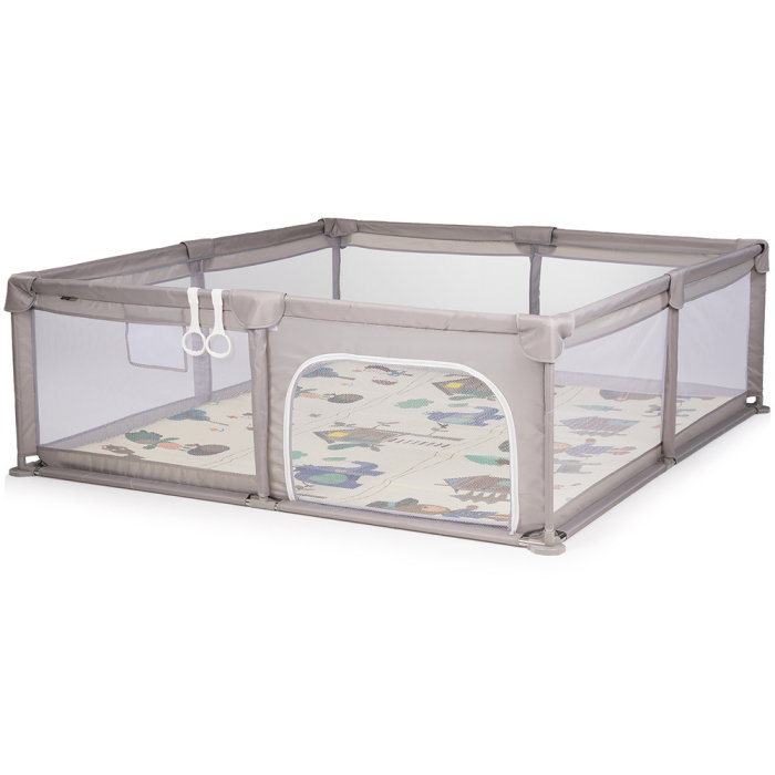 Tarc de joaca Chipolino Laguna 180x200x66 cm, Include geanta de transport, Din plasa, Intrare laterala cu fermoar, 1-5 ani, Beige [2]