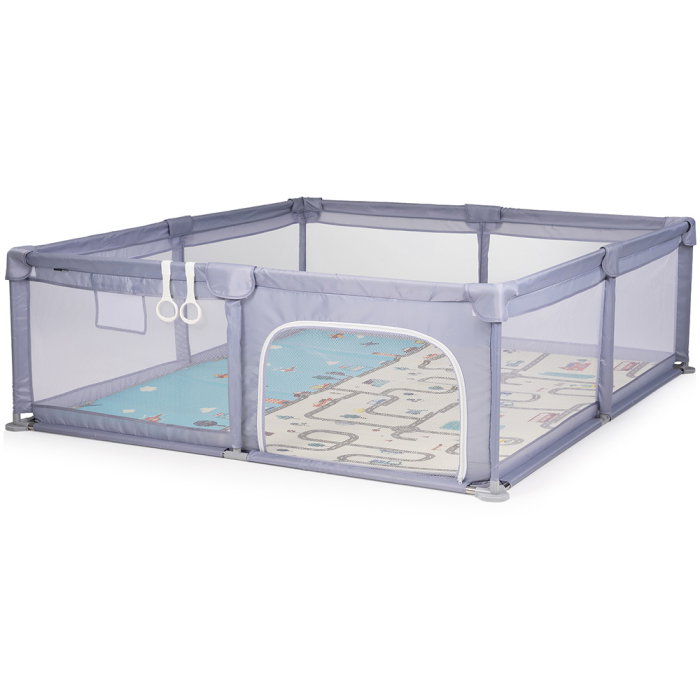 Tarc de joaca Chipolino Laguna 180x200x66 cm, Include geanta de transport, Din plasa, Intrare laterala cu fermoar, 1-5 ani, Grey [2]