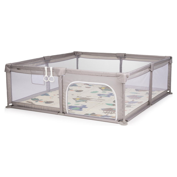 Tarc de joaca Chipolino Laguna 180x200x66 cm, Include geanta de transport, Din plasa, Intrare laterala cu fermoar, 1-5 ani, Beige [2]