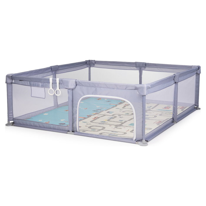 Tarc de joaca Chipolino Laguna 180x200x66 cm, Include geanta de transport, Din plasa, Intrare laterala cu fermoar, 1-5 ani, Grey [2]