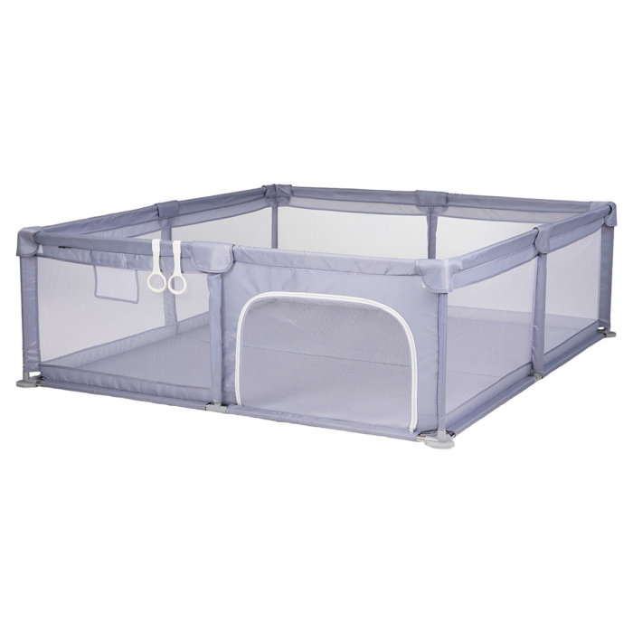Tarc de joaca Chipolino Laguna 180x200x66 cm, Include geanta de transport, Din plasa, Intrare laterala cu fermoar, 1-5 ani, Grey [1]