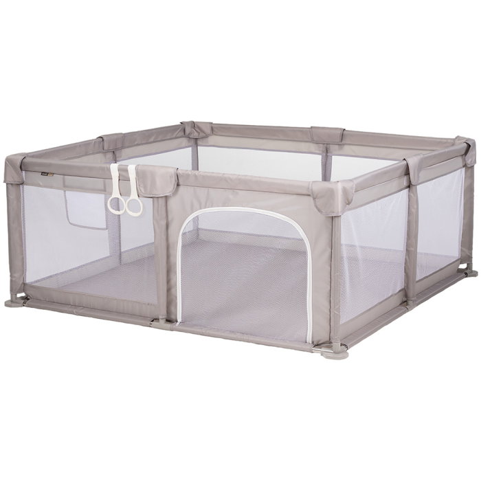 Tarc de joaca Chipolino Sienna 150x150x68 cm, Include geanta de transport, Din plasa, Intrare laterala cu fermoar, 1-5 ani, Beige [1]