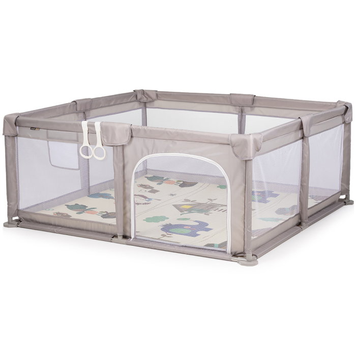 Tarc de joaca Chipolino Sienna 150x150x68 cm, Include geanta de transport, Din plasa, Intrare laterala cu fermoar, 1-5 ani, Beige [2]