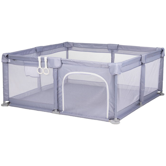 Tarc de joaca Chipolino Sienna 150x150x68 cm, Include geanta de transport, Din plasa, Intrare laterala cu fermoar, 1-5 ani, Grey [1]